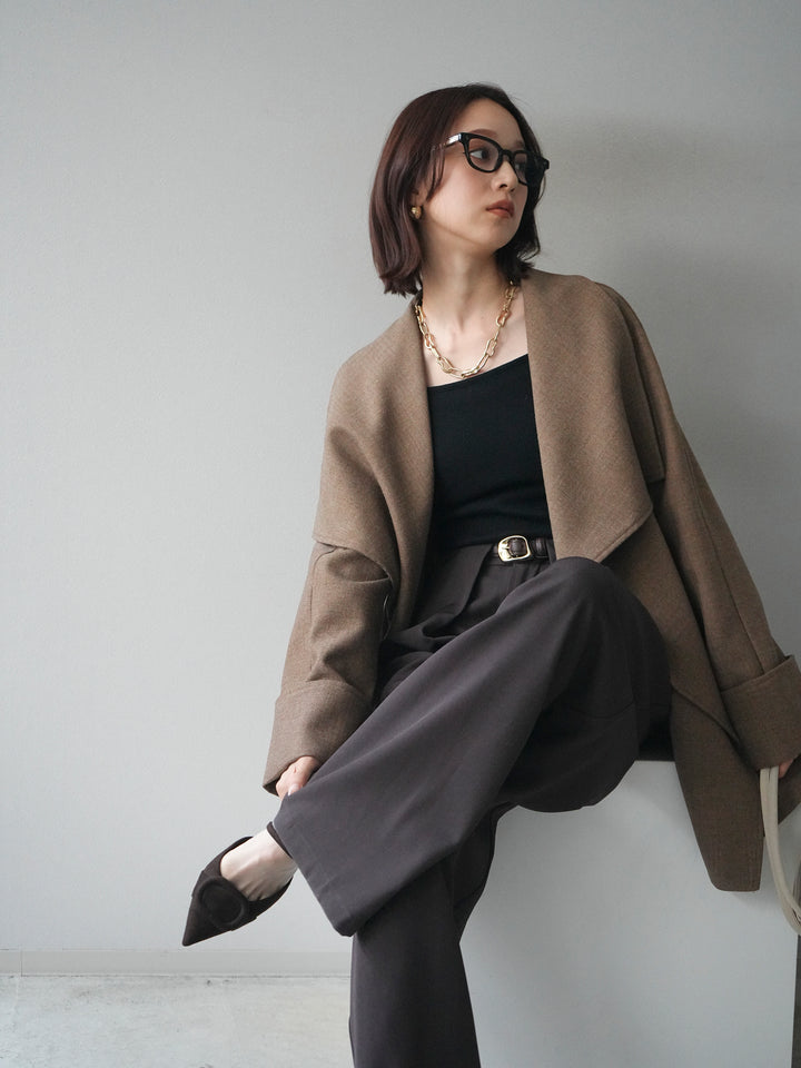 [予約]ビックカラーショートガウンコート/beige