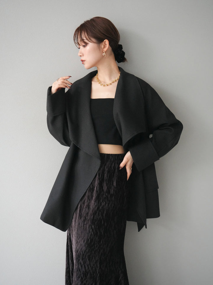 [予約]ビックカラーショートガウンコート/black