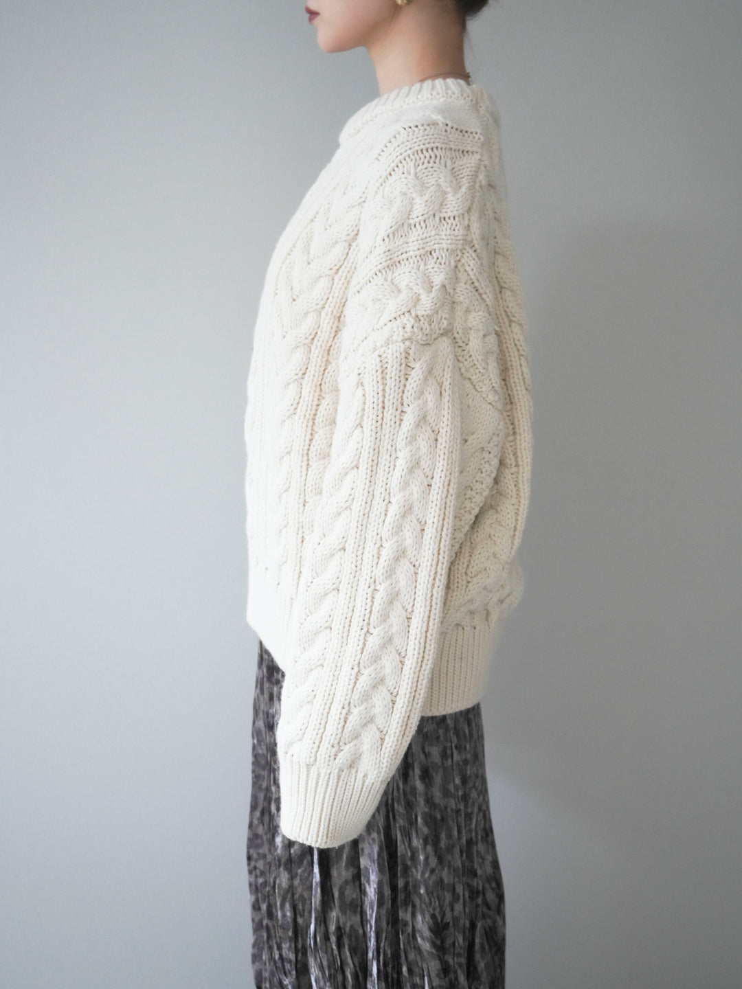 [予約]ボリュームケーブルニットプルオーバー/beige