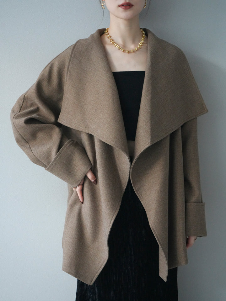 [予約]ビックカラーショートガウンコート/beige