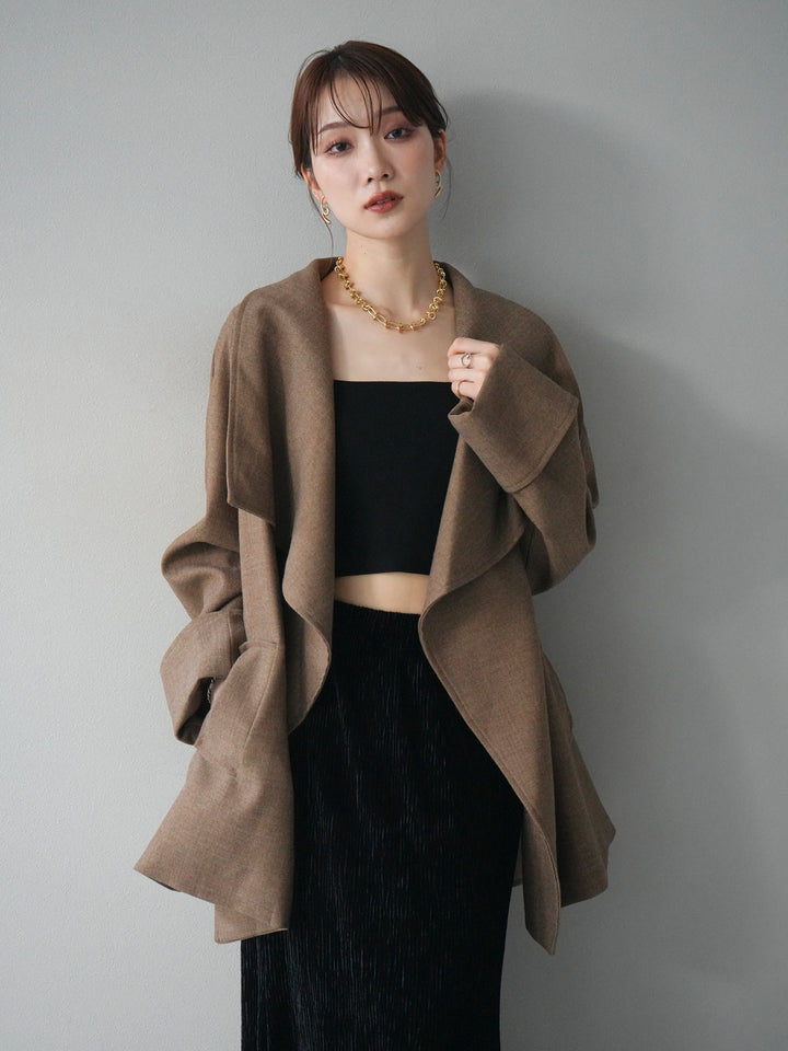 [予約]ビックカラーショートガウンコート/beige