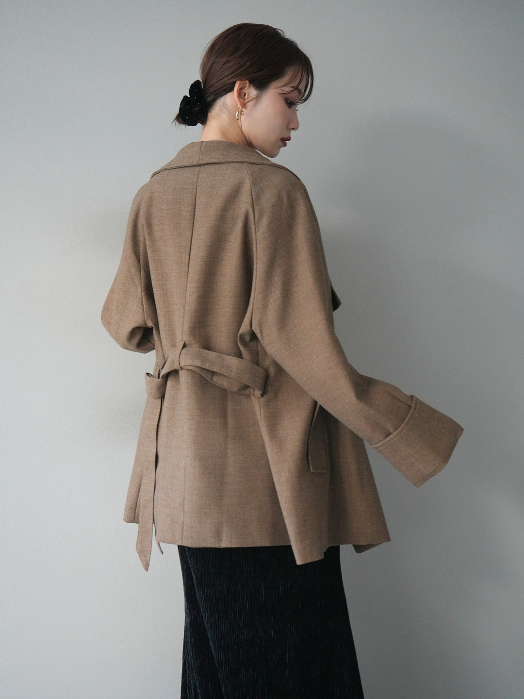 [予約]ビックカラーショートガウンコート/beige