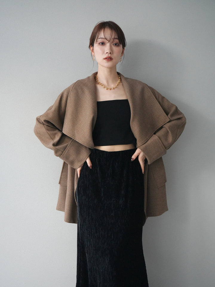 [予約]ビックカラーショートガウンコート/beige