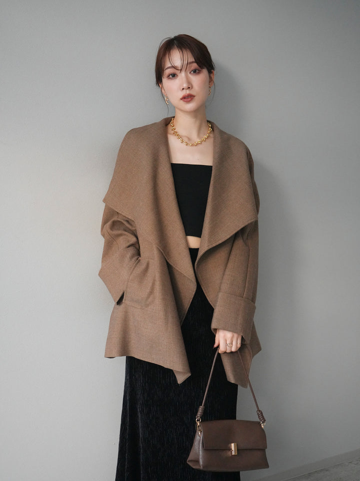 [予約]ビックカラーショートガウンコート/beige