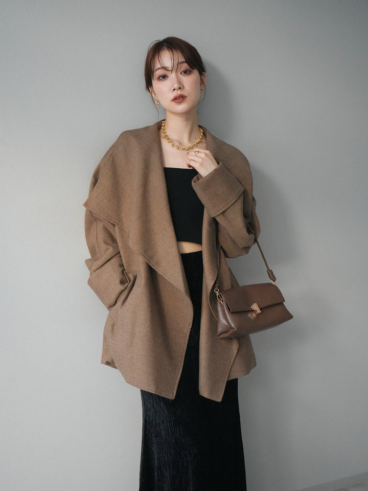 [予約]ビックカラーショートガウンコート/beige