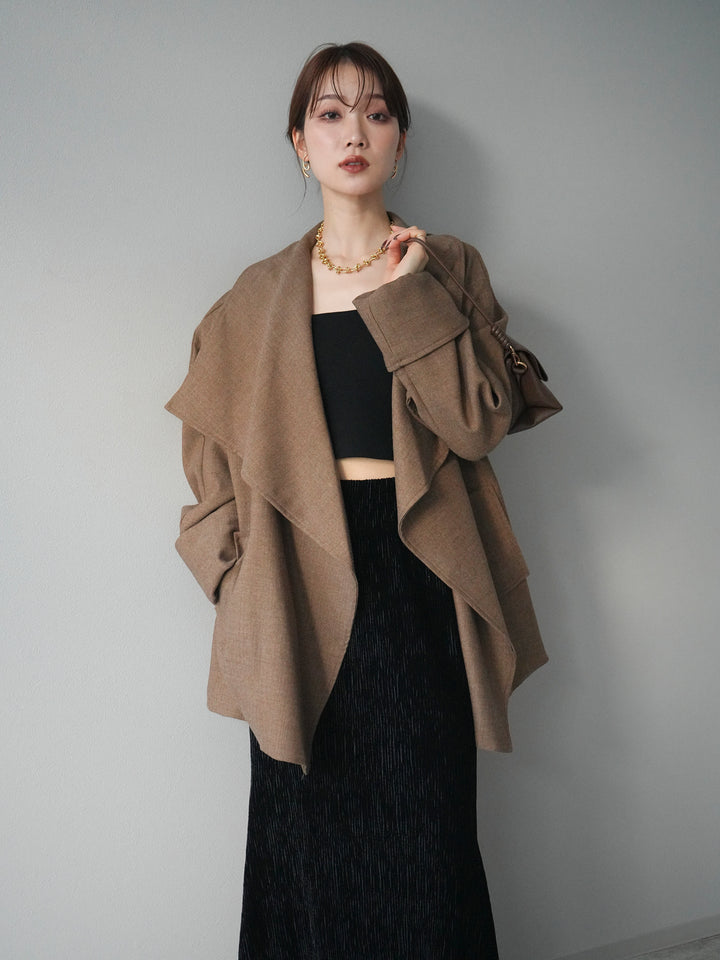 [予約]ビックカラーショートガウンコート/beige