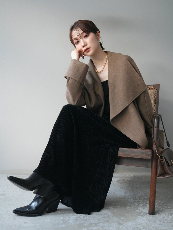 [予約]ビックカラーショートガウンコート/beige