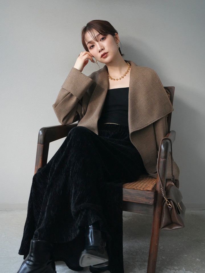 [SET]ビックカラーショートガウンコート+選べるアクセセット(2set)