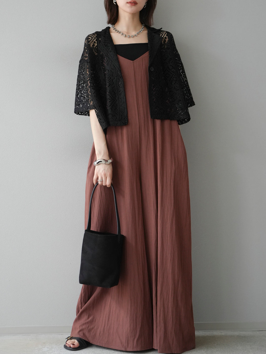 [予約]レースハーフショートジャケット/ブラック