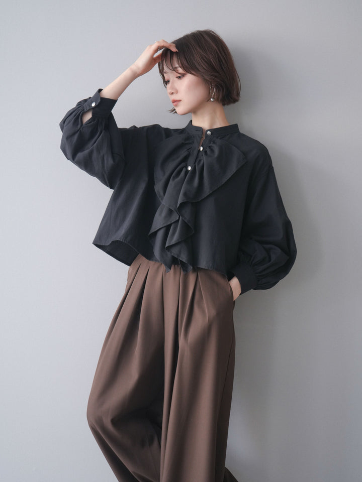 [SET]ラッフルフレアショートブラウス+ラッフルフレアショートブラウス(2set)