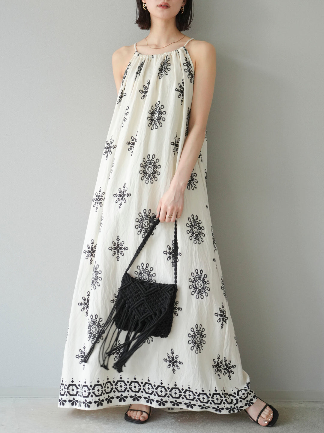 【預購】民族風吊帶洋裝/象牙白