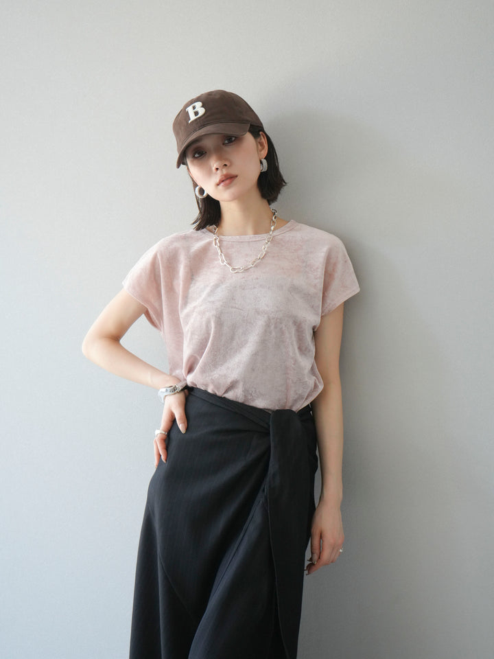 [SET]シアーベロアプルオーバー+サイド巻きツイルスカート(2set)