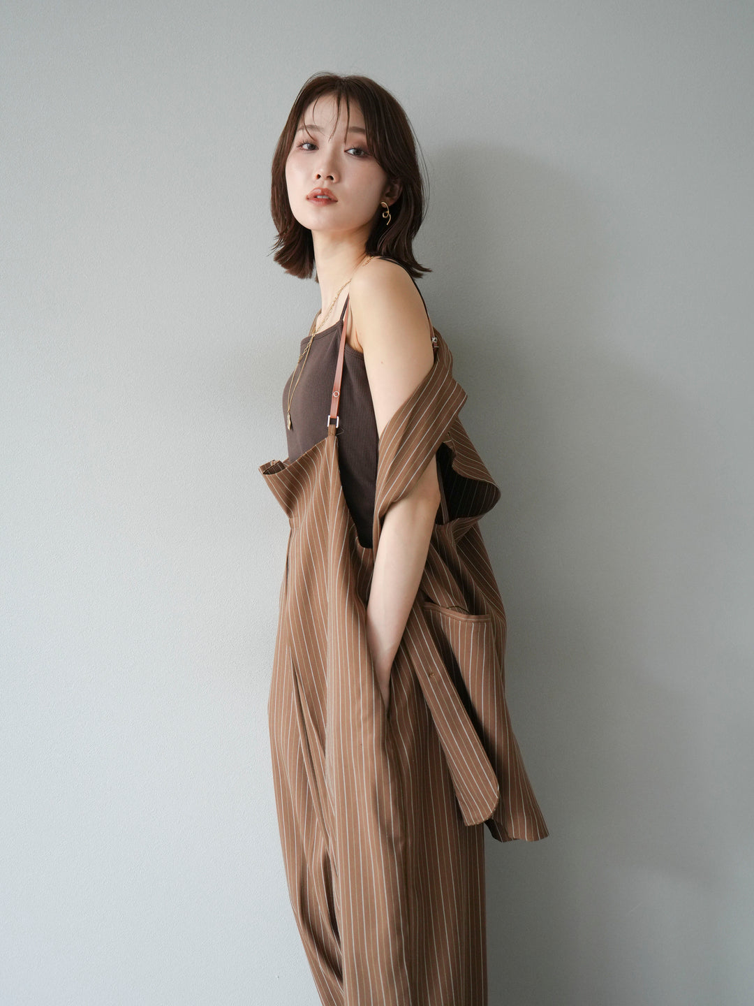 [予約]ヘリンボーンストライプジレ/ブラウン