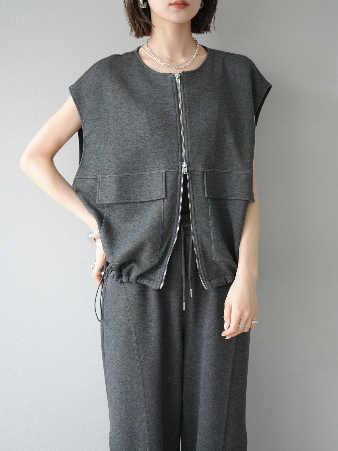 [予約]ライトポンチZIPブルゾン/チャコール