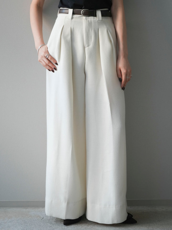 [予約]ウールタッチベルト付ワイドパンツ/offwhite
