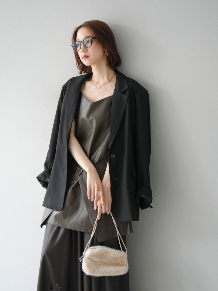 [予約]エステルオーバーテーラードジャケット/ブラック