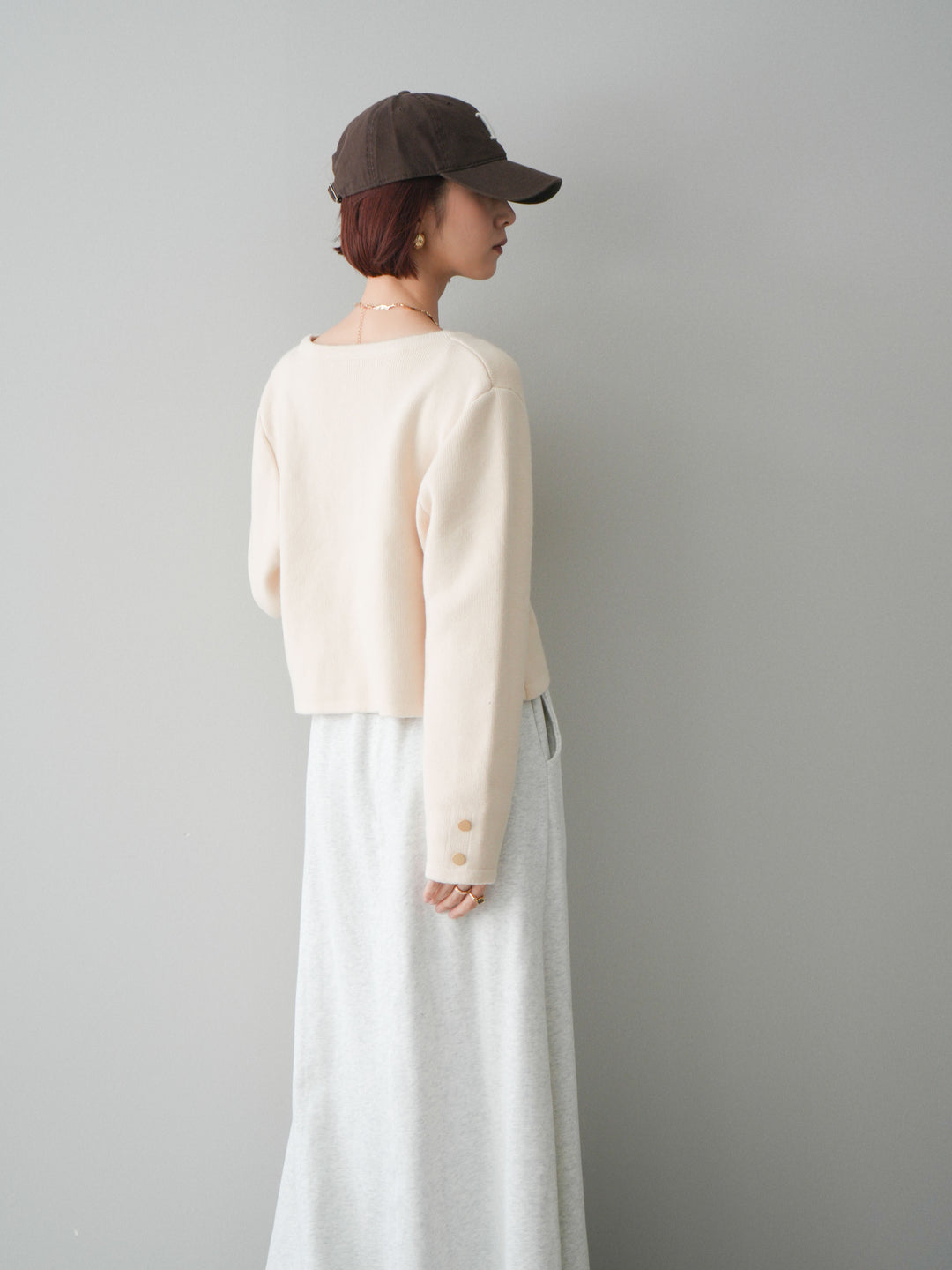 [SET]ゴールドボタンノーカラーニットジャケット+ゴールドボタンノーカラーニットジャケット(2set)