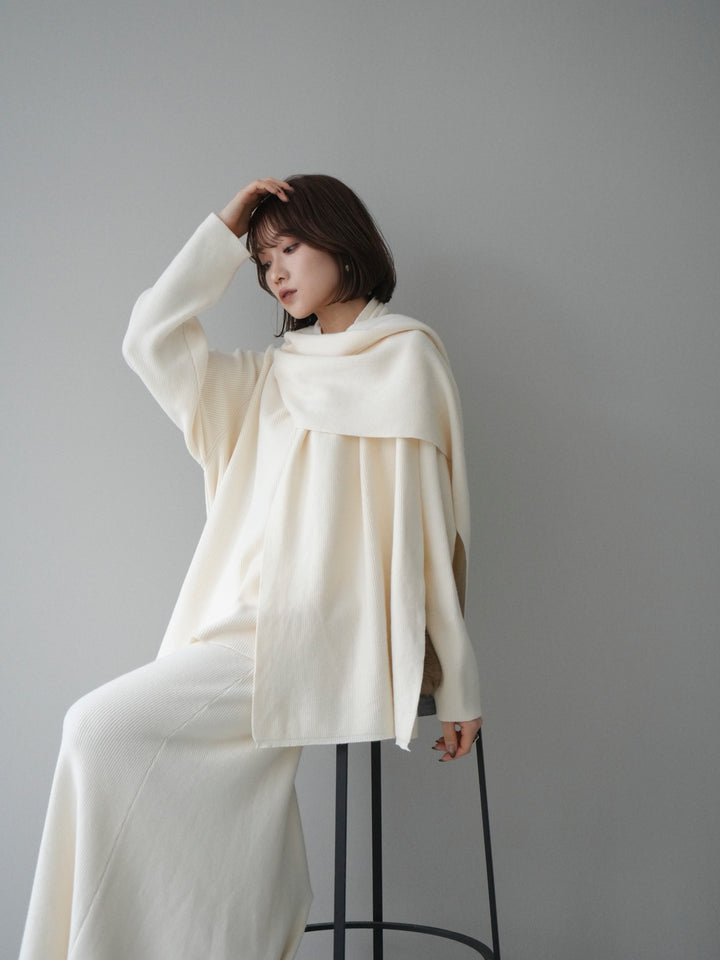 [SET]ストール付キーネックニットSET UP