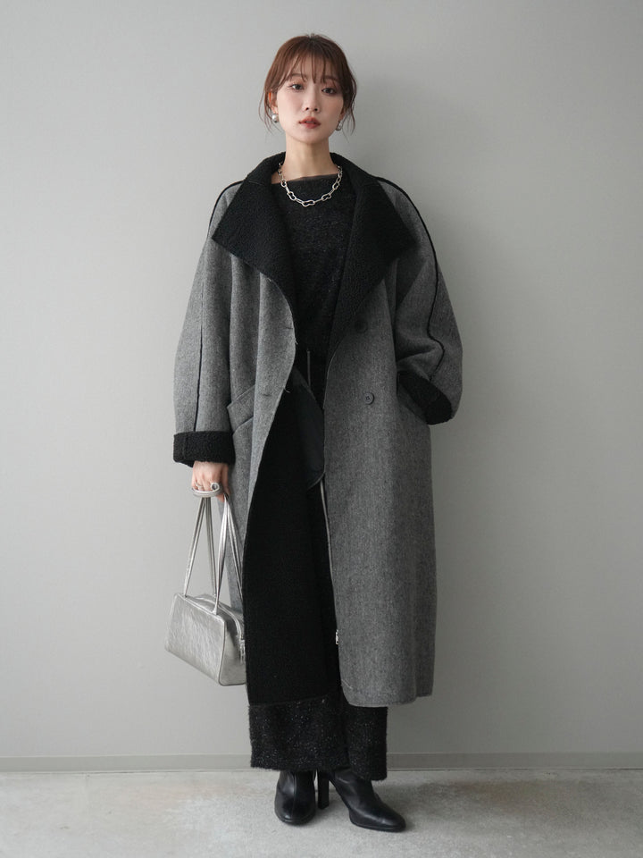 [SET]アウトシーム裏ボアコート+ラメシャギートップス(2set)