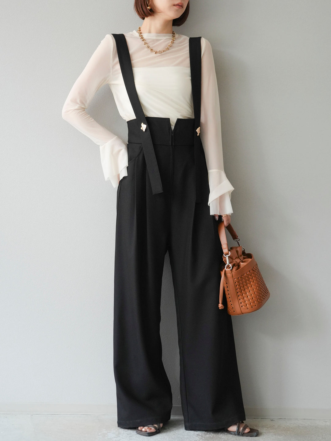 [予約]フレアロングスリーブパワーメッシュトップス/アイボリー