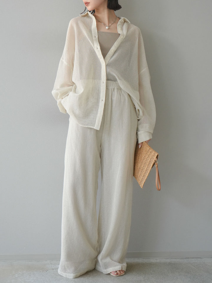 [予約]コットンラメメッシュオーバーシャツ/アイボリー