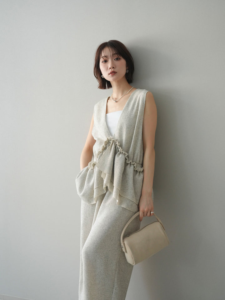 [SET]3WAYミックスツイードギャザーオールインワン+選べるアクセセット(2set)