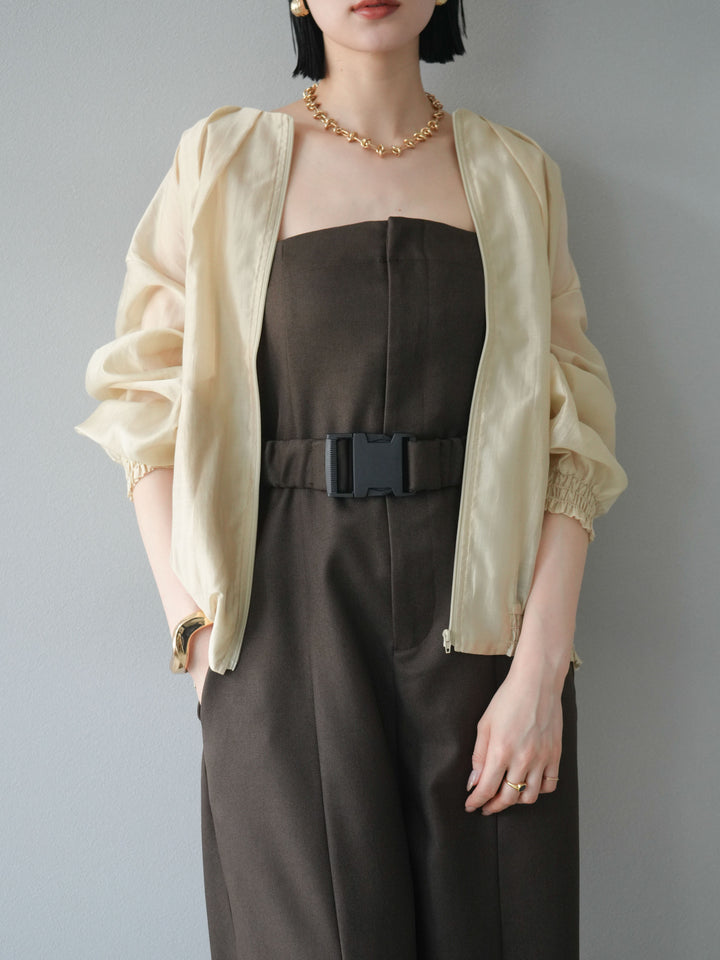 【預購】混色斜紋腰帶熊圖案工裝褲/棕色