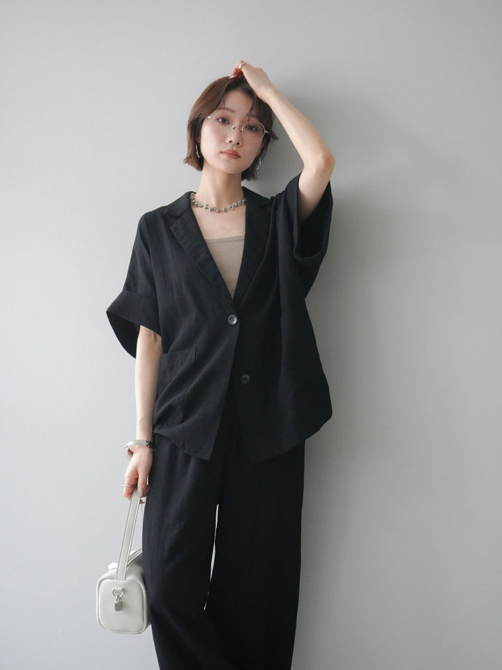 [SET]ハーフスリーブオーバージャケット+リラックスワイドパンツ(2set)
