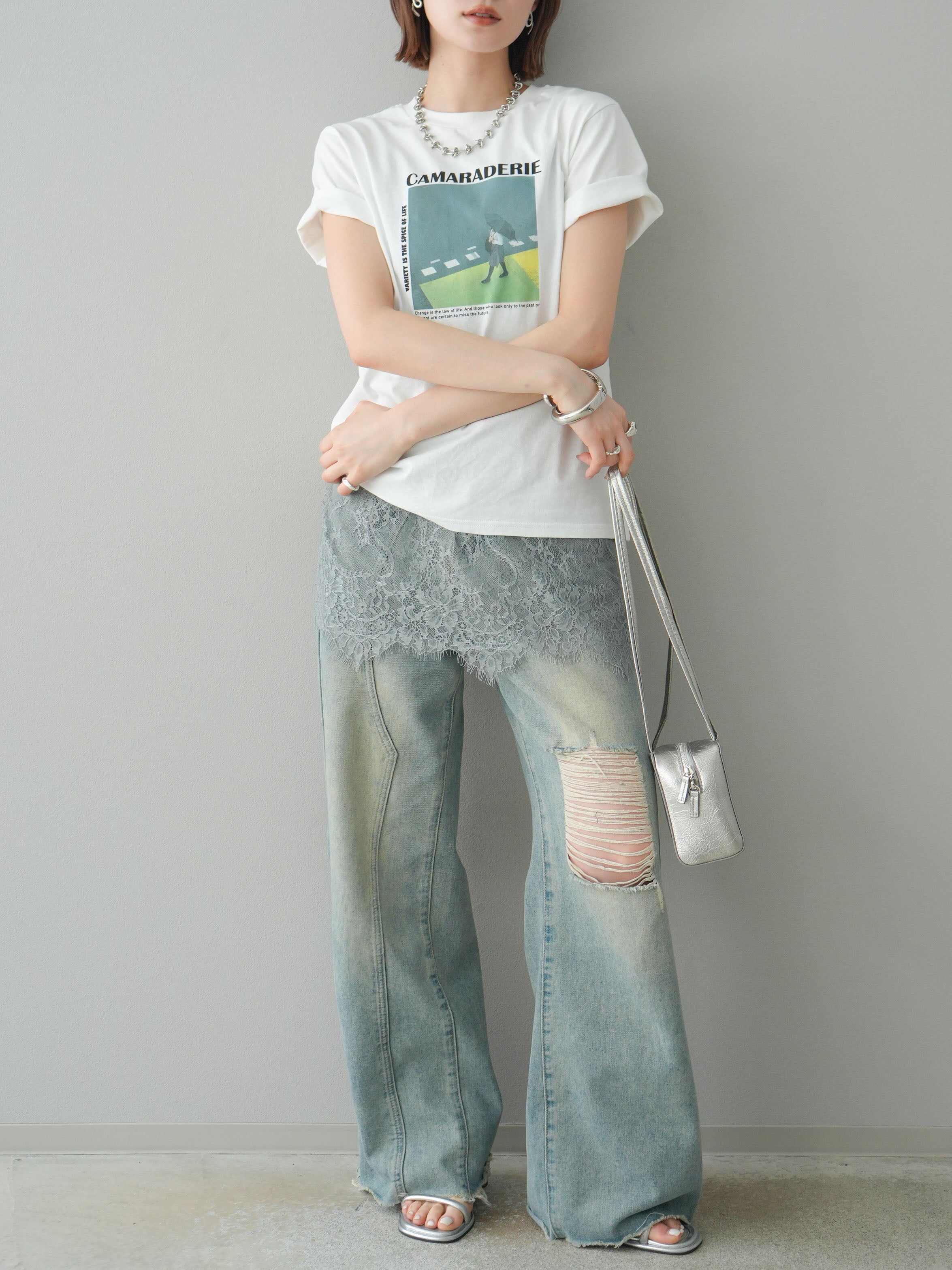 予約]レース切替キャミソール/グレー – Lumier