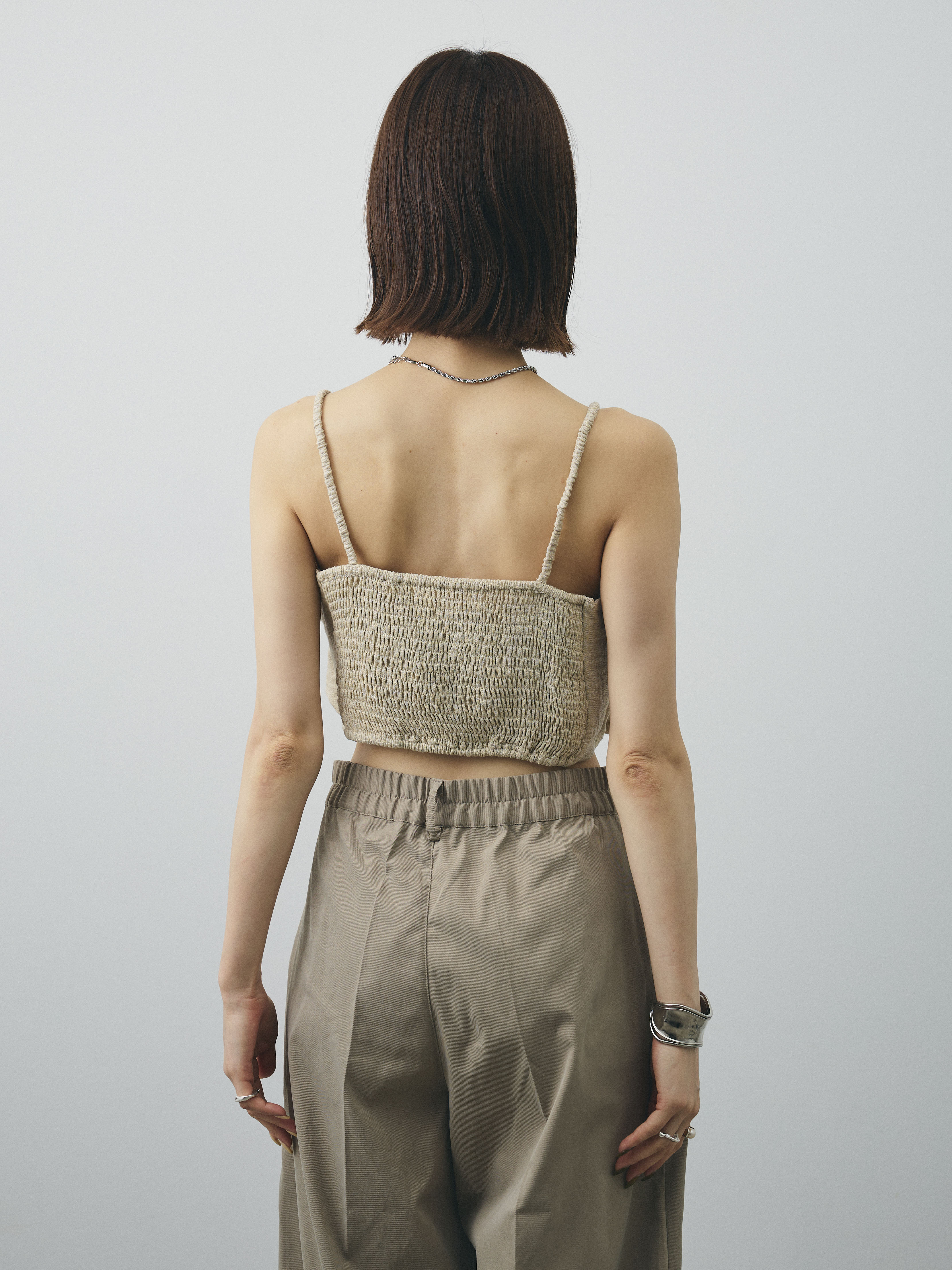 予約]リネンライクカシュクールデザインビスチェ/ベージュ – Lumier