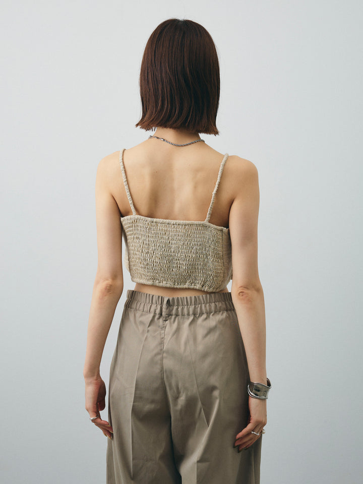 [予約]リネンライクカシュクールデザインビスチェ/ベージュ