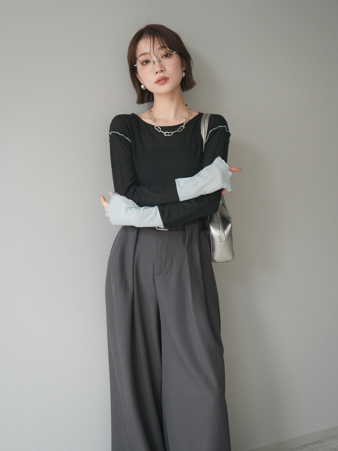 [SET]配色メロウトップス+配色メロウトップス(2set)