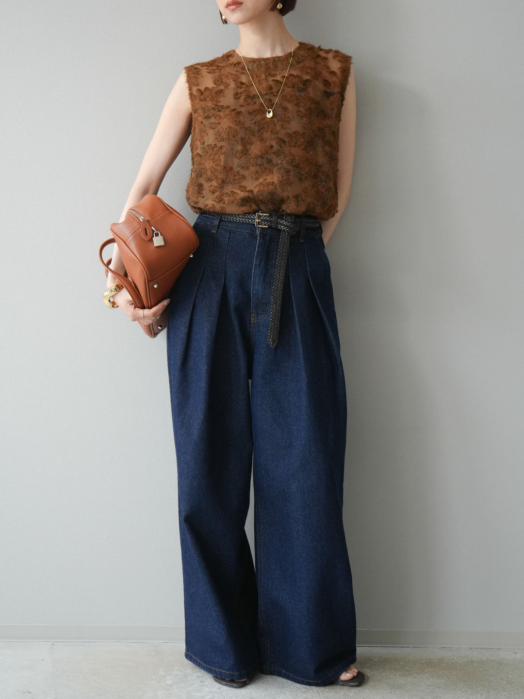 [予約]ダブルタックワイドデニムパンツ/インディゴ