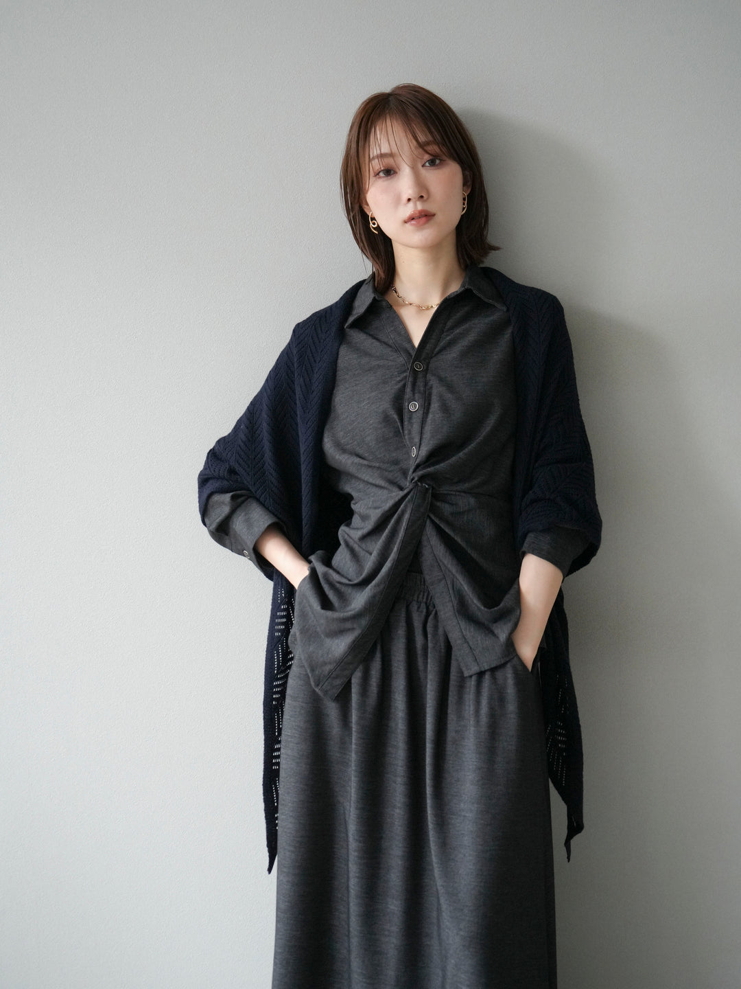 [SET]ツイストデザインシャツ＆スカートSET UP