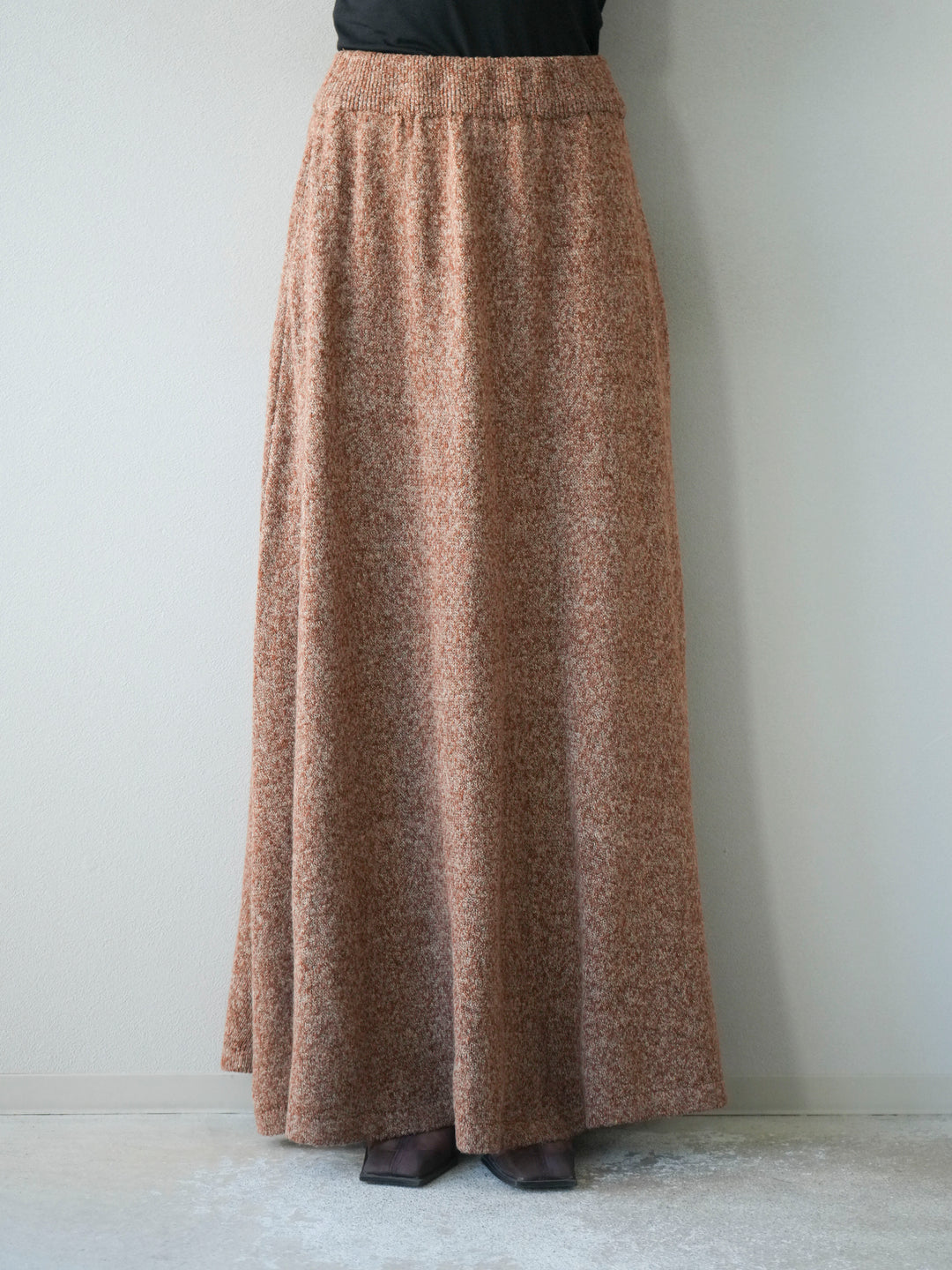 [予約]ミックスヤーンニットスカート/オレンジ