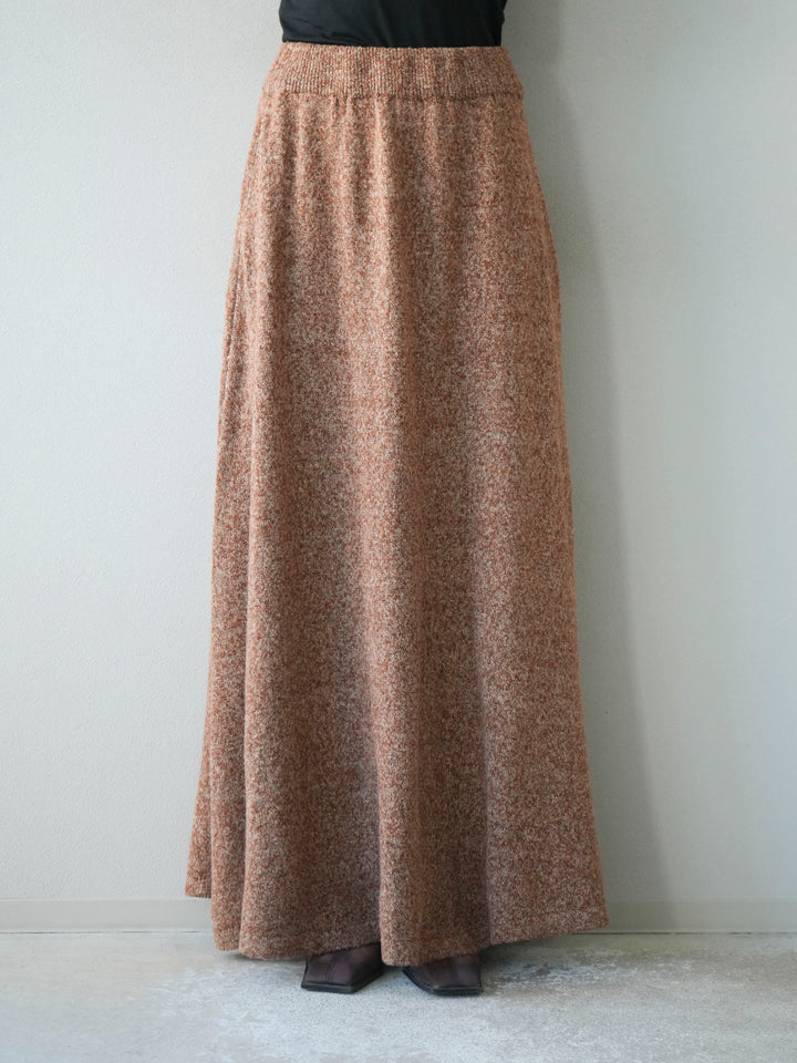 [予約]ミックスヤーンニットスカート/オレンジ