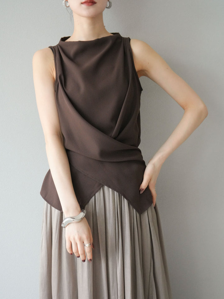 [SET]ノースリーブトップス＆シャイニーフレアスカートSET UP/(2set)