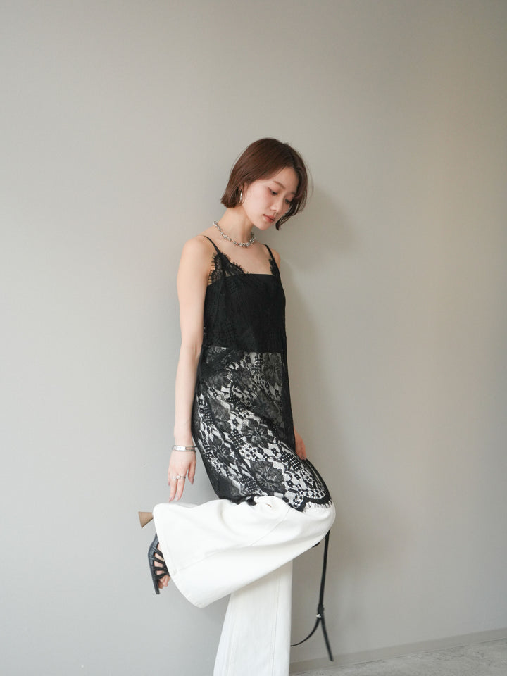 [予約]総レースチュニックキャミソール/black