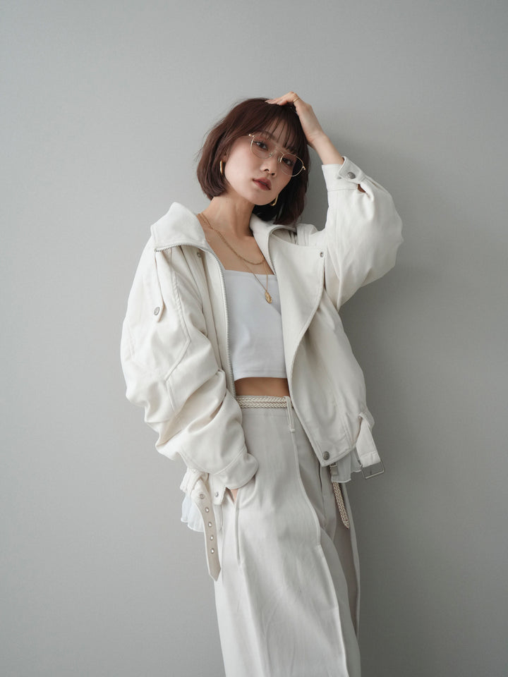 [予約]コーデュロイライダース裾レースブルゾン/offwhite