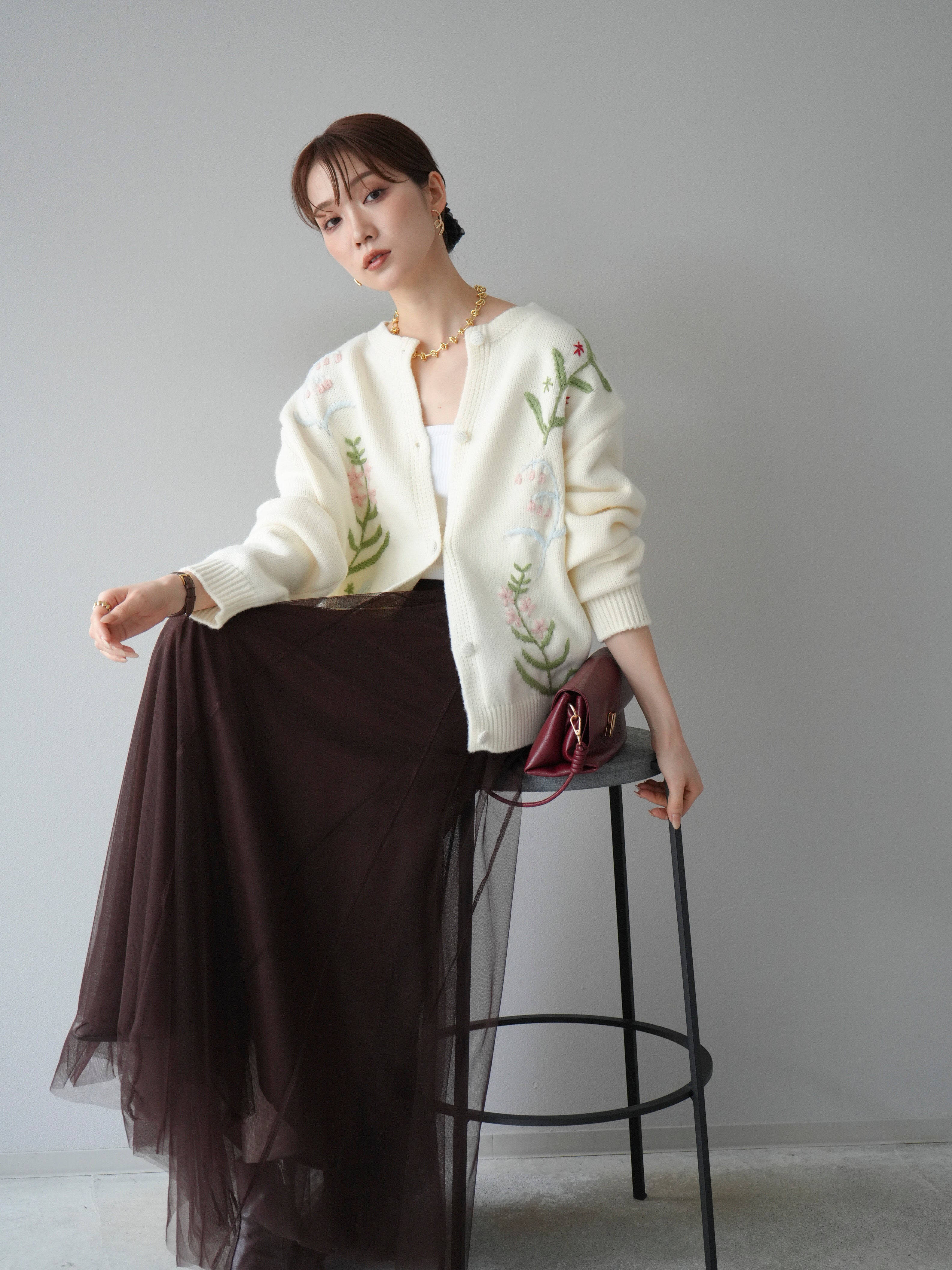 Lumignon feather ribbon op+cardigan 完売品 Lumignon ♥feather ribbon op + cardigan