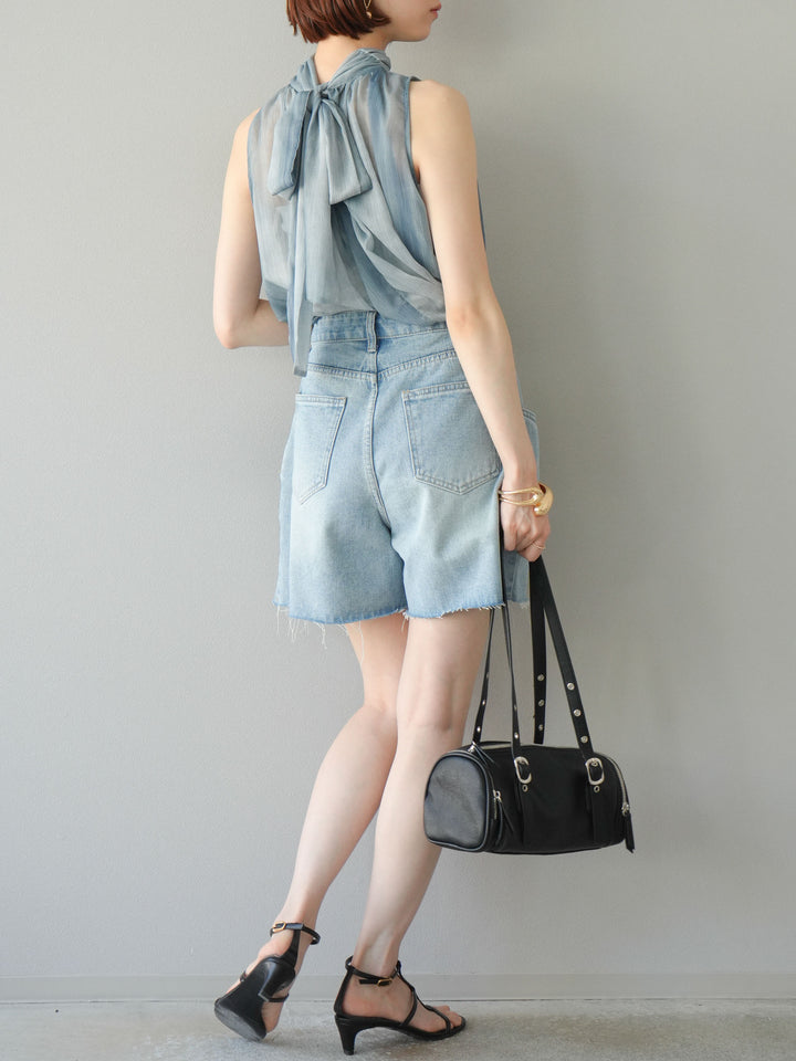 【預購】寬鬆半身牛仔褲/淺藍