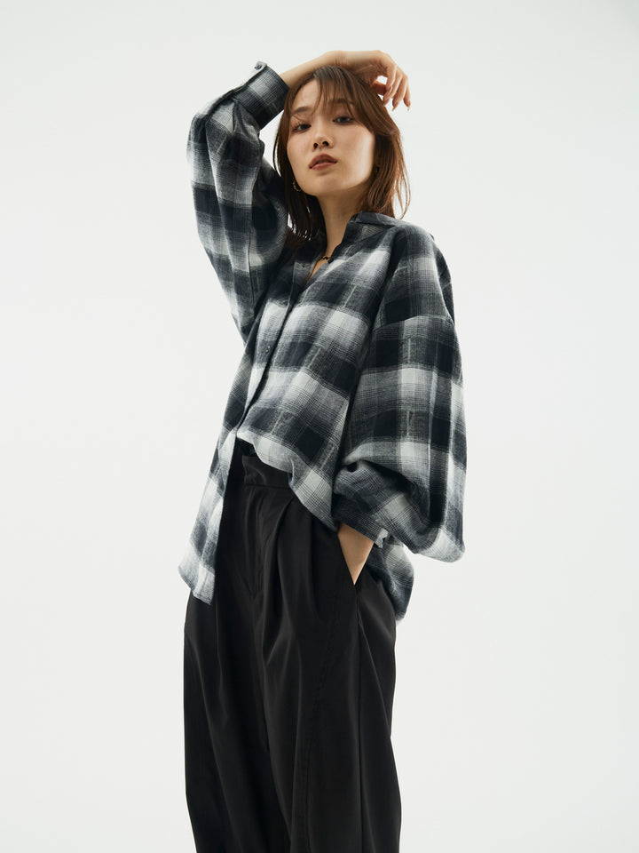 【Allure】[SET]オンブレチェックオーバーシャツ+オンブレチェックオーバーシャツ(2set)