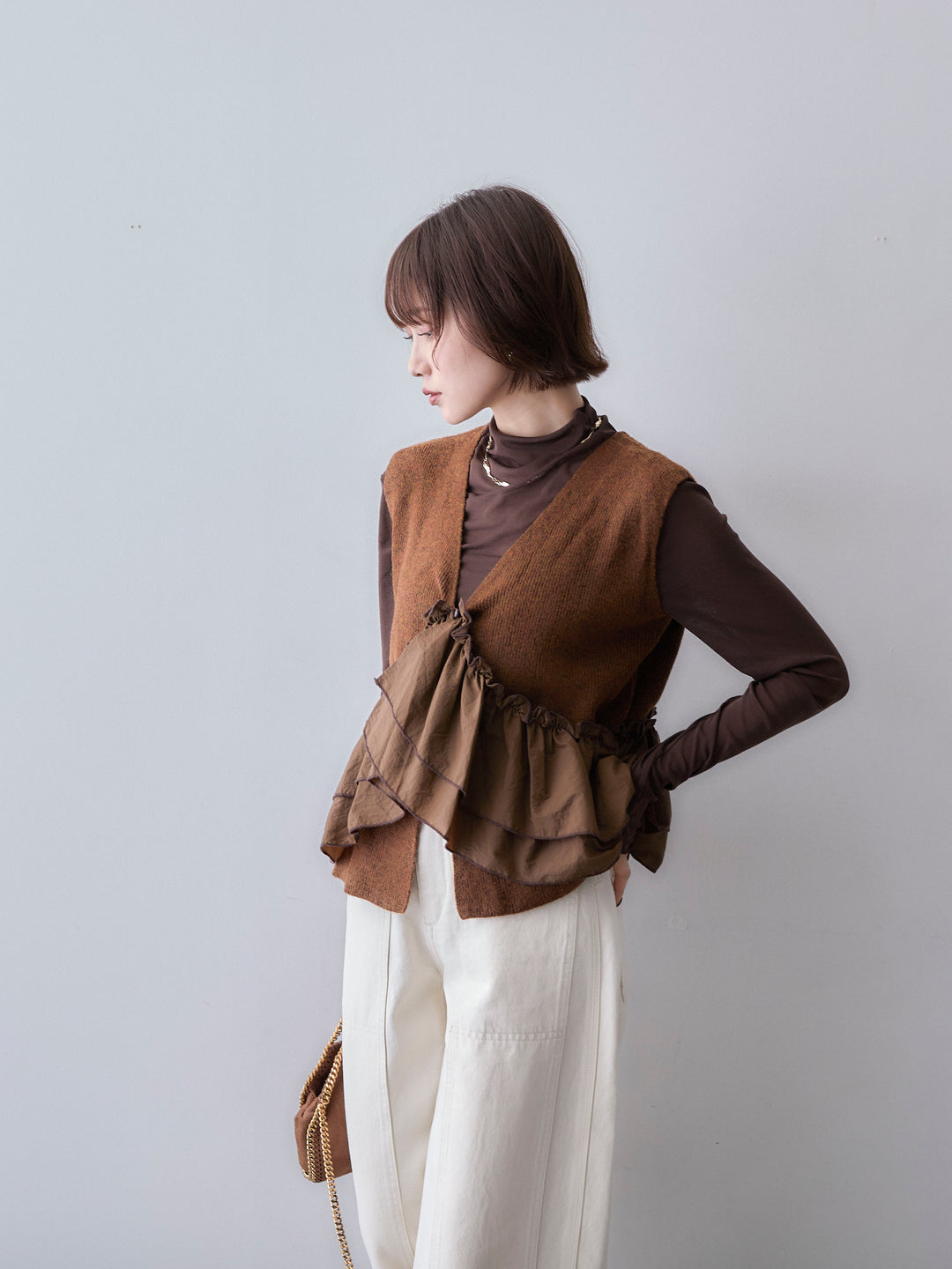 [予約]マルチWAYニットベスト/brown