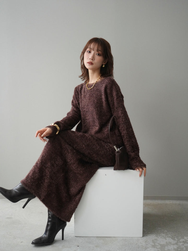 [予約]ラメシャギートップス/brown