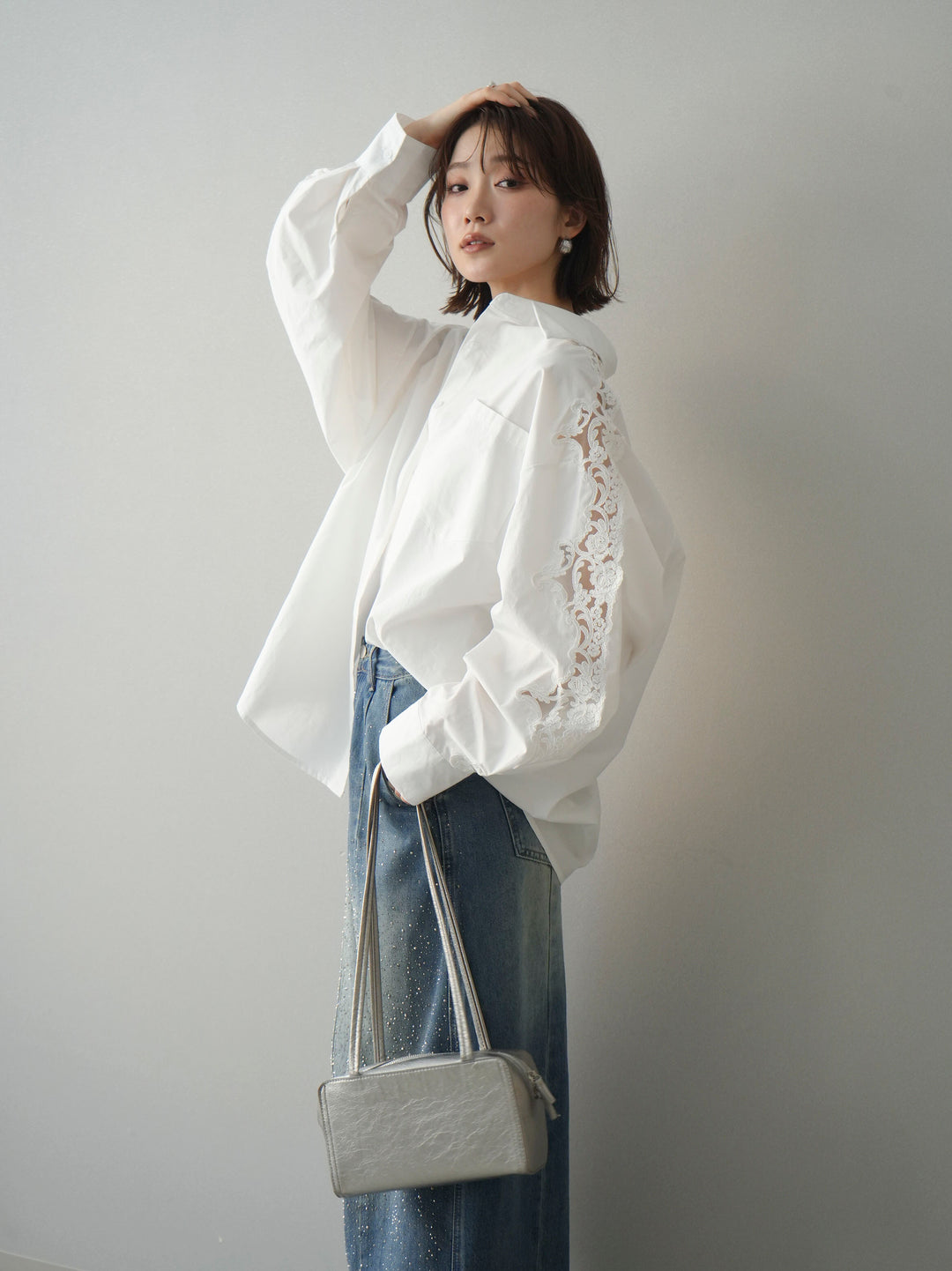 [SET]アームレースブロードシャツ+選べるアクセセット(2set)