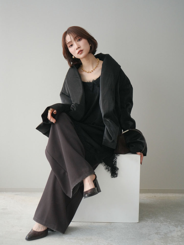 [20%オフ]シャイニーアシンメトリーダウンジャケット/black