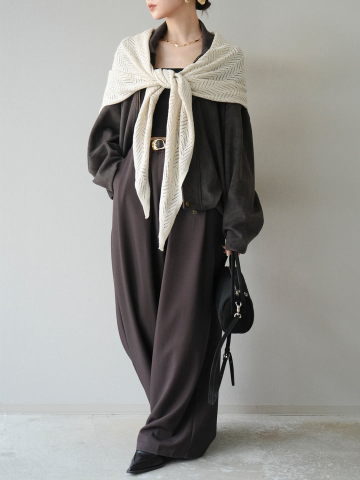 [SET] 麂皮外套+皮帶環設計寬褲（2套）