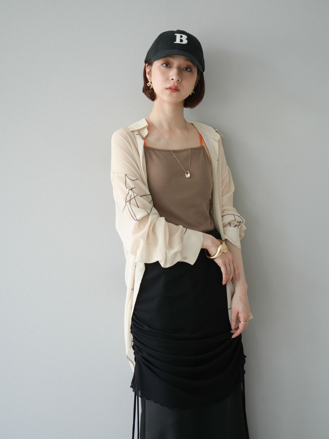 【預購】B字刺繡棒球帽/黑色