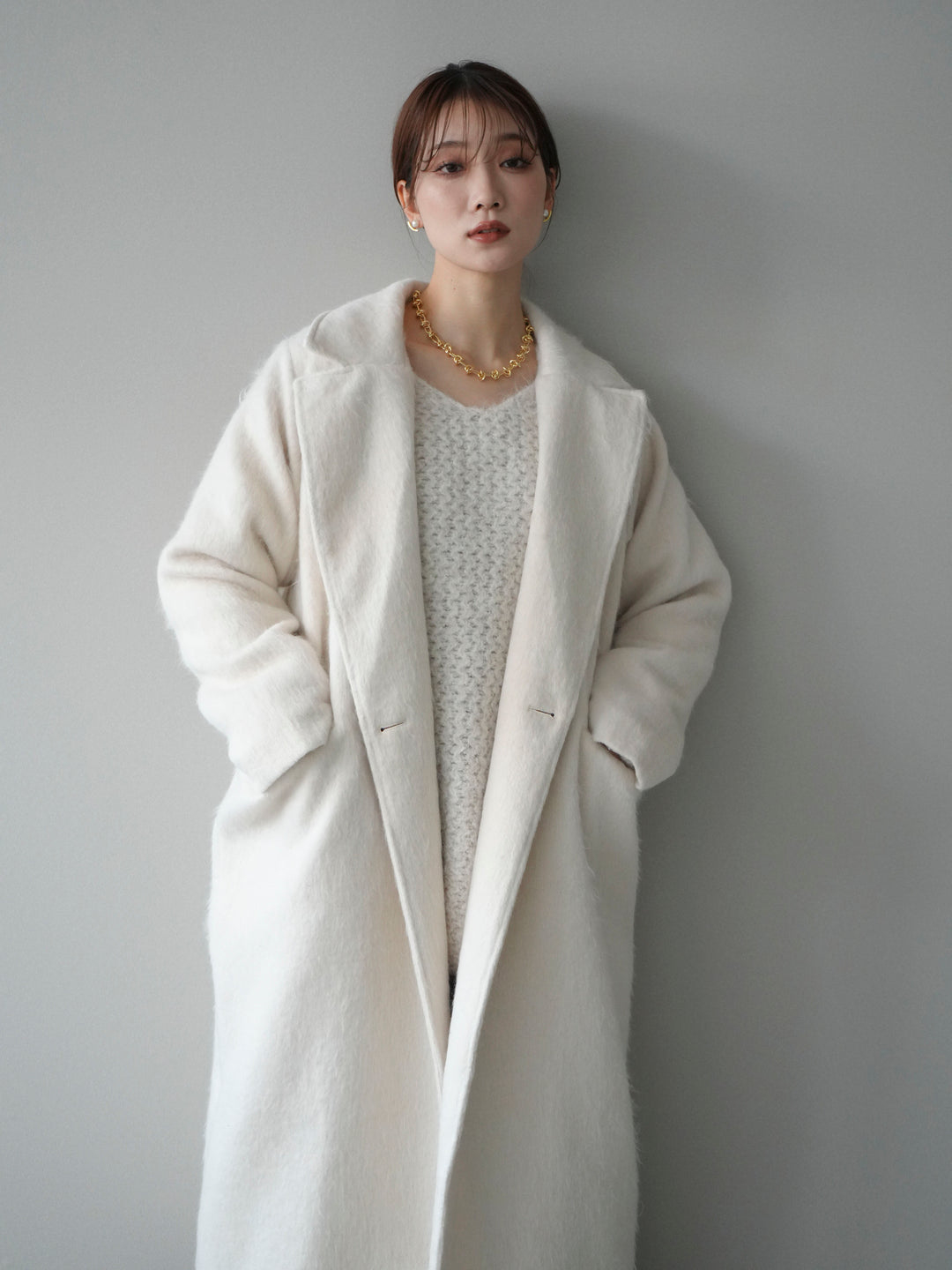 [予約]ソフトシャギーチェスターコート/ivory