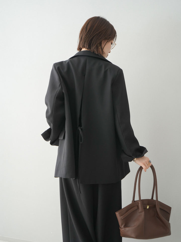 [SET]バックスリットデザインジャケット+ノースリサテンレースキャミソール(2set)